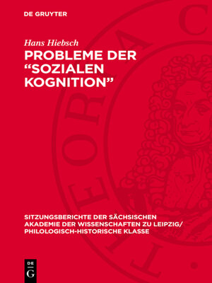 cover image of Probleme der „Sozialen Kognition"